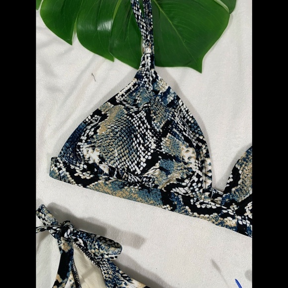NEW $38 Shade & Shore Snake Triangle Bikini Top [ L ]+‎ Cheeky Bottom [ S ] - Picture 7 of 13